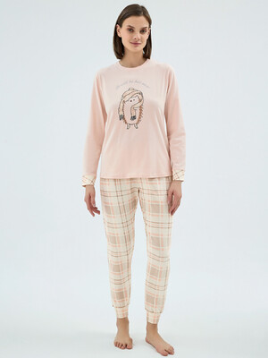 Хлопковый домашний комплект с длинным  рукавом SEVIM 17074