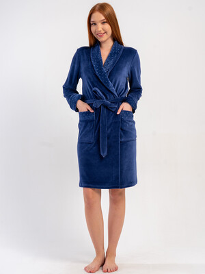 Купить Велюровий халат жіночий з довгим рукавом VIENETTA 5070242126 в Украина
