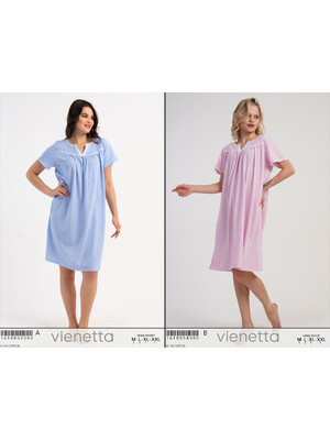 Бавовняна нічна сорочка з коротким рукавом VIENETTA 1618854080
