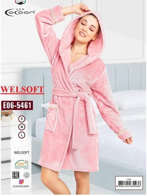 Купить Теплый плюшевый халат с капюшоном COCOON E06-5461 в Украина в Lingerie.ua - Одяг для дому та відпочинку, Фото 2