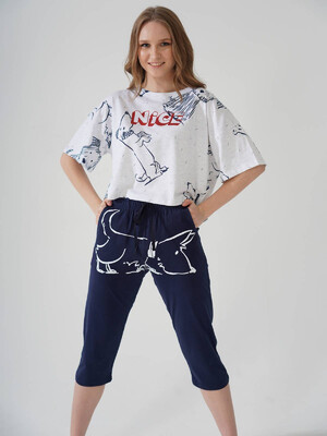 Купить Хлопковый костюм с капри VIENETTA 1090880690 в Украина в Lingerie.ua - Одяг для дому та відпочинку, Фото 2