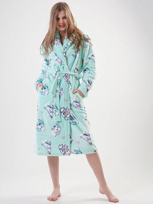 Тёплый женский халат из велсофта VIENETTA 2020900267