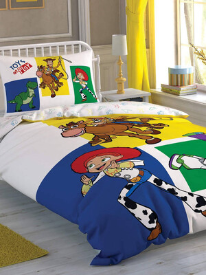 Односпальний комплект постільної білизни TAC Disney Toy Story 4 Adventure з простирадлом на резинці