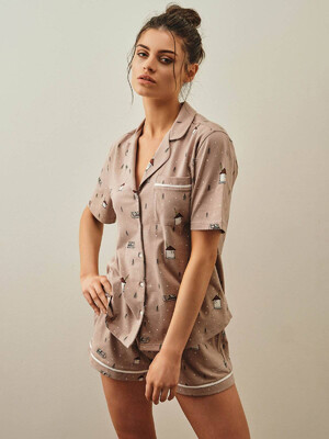 Купить Хлопковая пижама с рубашкой на пуговицах и шортами HAYS 27307 в Украина в Lingerie.ua - Одяг для дому та відпочинку, Фото 11