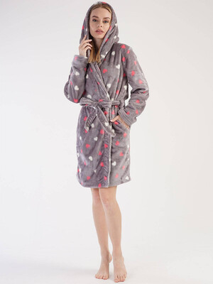 Купить Плюшевий теплий халат з капюшоном VIENETTA 3030970254 в Украина