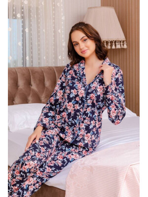 Купить Классическая байковая пижама на пуговицах SABRINA U42179 в Украина в Lingerie.ua - Одяг для дому та відпочинку, Фото 2