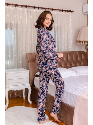 Купить Классическая байковая пижама на пуговицах SABRINA U42179 в Украина в Lingerie.ua - Одяг для дому та відпочинку, Фото 4