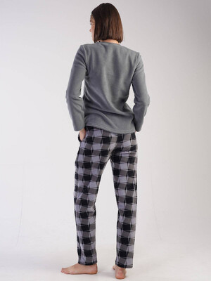 Купить Флисовая теплая пижама с брюками в клетку VIENETTA 3041920206 в Украина в Lingerie.ua - Одяг для дому та відпочинку, Фото 3