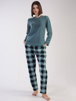 Купить Флисовая теплая пижама с брюками в клетку VIENETTA 3041920206 в Украина в Lingerie.ua - Одяг для дому та відпочинку, Фото 4