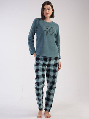 Купить Флисовая теплая пижама с брюками в клетку VIENETTA 3041920206 в Украина в Lingerie.ua - Одяг для дому та відпочинку, Фото 6