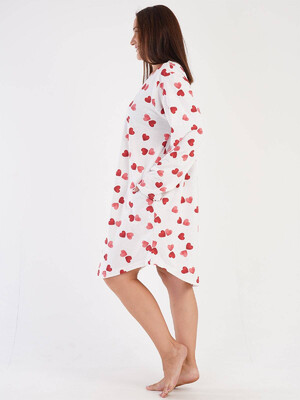 Купить Хлопковая туника с принтом в сердечко VIENETTA 3040091853 в Украина в Lingerie.ua - Одяг для дому та відпочинку, Фото 2