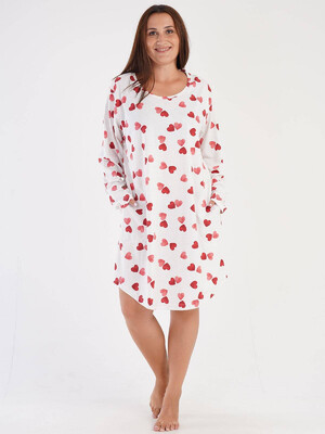 Купить Хлопковая туника с принтом в сердечко VIENETTA 3040091853 в Украина в Lingerie.ua - Одяг для дому та відпочинку, Фото 3