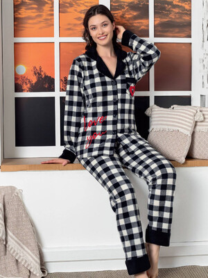 Флисовая классическая пижама на пуговицах LINDROS 21015