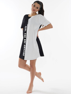 Купить Хлопковая туника черно-белая VIENETTA 0120060000 в Украина в Lingerie.ua - Одяг для дому та відпочинку, Фото 1