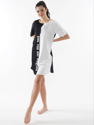 Купить Хлопковая туника черно-белая VIENETTA 0120060000 в Украина в Lingerie.ua - Одяг для дому та відпочинку, Фото 5