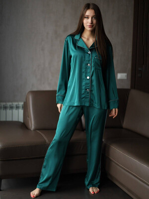 Купить Шёлковая классическая пижама с длинным рукавом LINGERIE 170699 в Украина