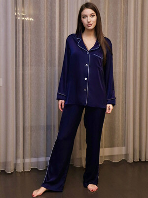 Купить Шёлковая классическая пижама с длинным рукавом LINGERIE 170699 в Украина в Lingerie.ua - Одяг для дому та відпочинку, Фото 15
