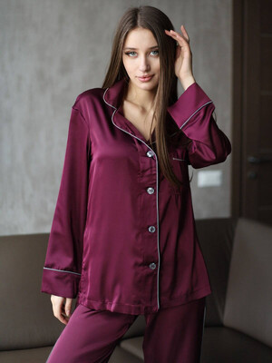 Купить Шёлковая классическая пижама с длинным рукавом LINGERIE 170699 в Украина в Lingerie.ua - Одяг для дому та відпочинку, Фото 6