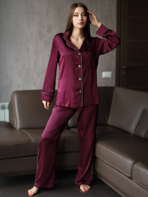 Купить Шёлковая классическая пижама с длинным рукавом LINGERIE 170699 в Украина в Lingerie.ua - Одяг для дому та відпочинку, Фото 5