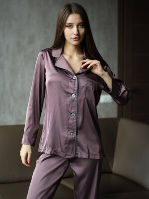 Купить Шёлковая классическая пижама с длинным рукавом LINGERIE 170699 в Украина в Lingerie.ua - Одяг для дому та відпочинку, Фото 4