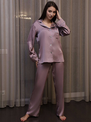 Купить Шёлковая классическая пижама с длинным рукавом LINGERIE 170699 в Украина в Lingerie.ua - Одяг для дому та відпочинку, Фото 17