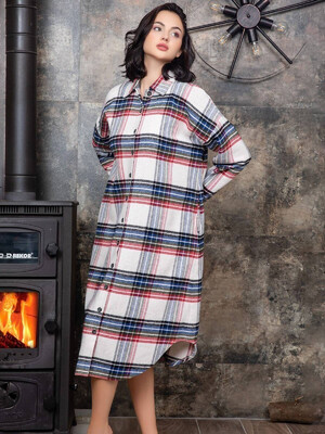 Купить Фланелевый халат на пуговицах COCOON U22-3017 в Украина в Lingerie.ua - Одяг для дому та відпочинку, Фото 5