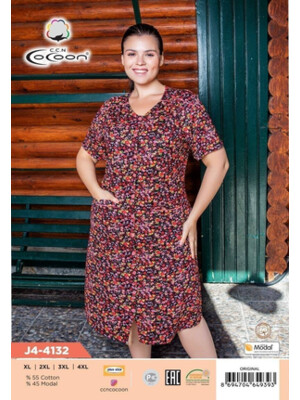 Купить Летний халат большого размера на пуговицах COCOON J4-4132 в Украина в Lingerie.ua - Одяг для дому та відпочинку, Фото 3