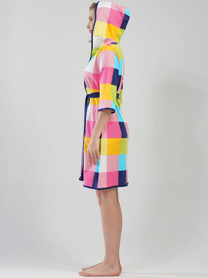 Купить Хлопковый халат в цветную клетку VIENETTA 2010010337 в Украина в Lingerie.ua - Одяг для дому та відпочинку, Фото 2