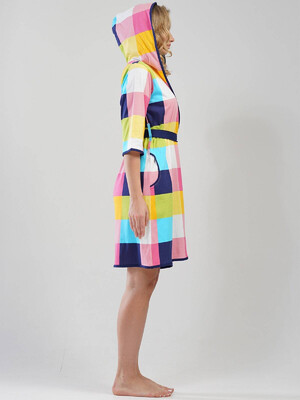 Купить Хлопковый халат в цветную клетку VIENETTA 2010010337 в Украина в Lingerie.ua - Одяг для дому та відпочинку, Фото 3