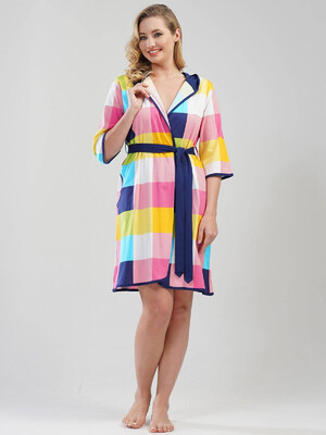 Купить Хлопковый халат в цветную клетку VIENETTA 2010010337 в Украина в Lingerie.ua - Одяг для дому та відпочинку, Фото 5