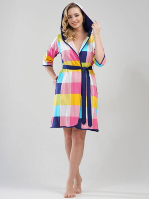 Купить Хлопковый халат в цветную клетку VIENETTA 2010010337 в Украина в Lingerie.ua - Одяг для дому та відпочинку, Фото 6