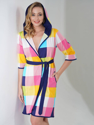 Купить Хлопковый халат в цветную клетку VIENETTA 2010010337 в Украина в Lingerie.ua - Одяг для дому та відпочинку, Фото 8