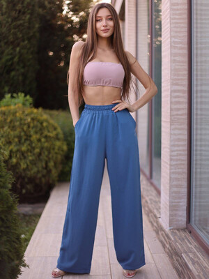 Купить Шелковые широкие брюки с карманами LINGERIE 170675 в Украина в Lingerie.ua - Одяг для дому та відпочинку, Фото 3