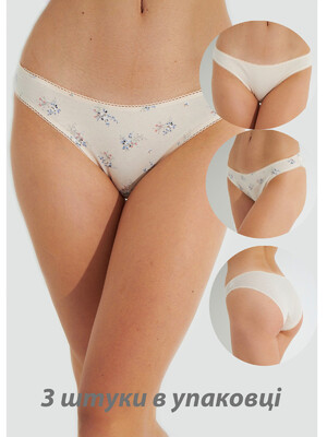 Хлопковые трусики женские слипы комплект 3 в 1 SEVIM 6135