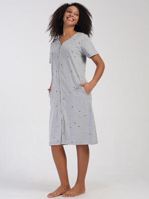 Купить Хлопковый халат на молнии с коротким рукавом VIENETTA 4081470495 в Украина в Lingerie.ua - Одяг для дому та відпочинку, Фото 3