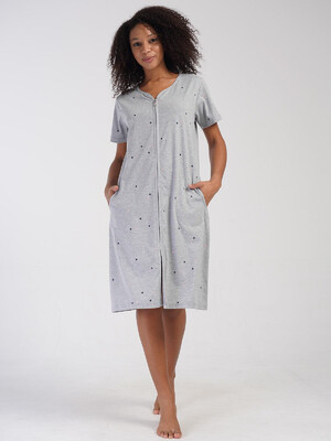 Купить Хлопковый халат на молнии с коротким рукавом VIENETTA 4081470495 в Украина в Lingerie.ua - Одяг для дому та відпочинку, Фото 4