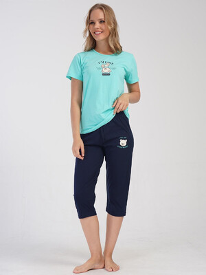 Купить Хлопковый костюм с капри VIENETTA 4083970000 в Украина в Lingerie.ua - Одяг для дому та відпочинку, Видео