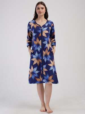 Купить Хлопковый халат женский большого размера на молнии VIENETTA 4085019199 в Украина