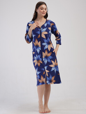 Купить Хлопковый халат женский большого размера на молнии VIENETTA 4085019199 в Украина в Lingerie.ua - Одяг для дому та відпочинку, Фото 4