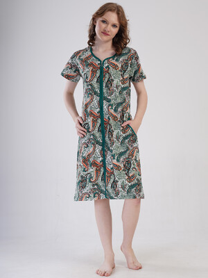 Купить Хлопковый халат женский на молнии с коротким рукавом VIENETTA 4092190250 в Украина в Lingerie.ua - Одяг для дому та відпочинку, Видео