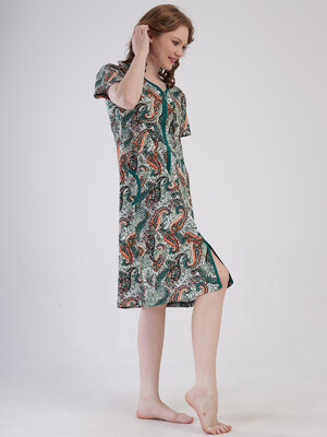 Купить Хлопковый халат женский на молнии с коротким рукавом VIENETTA 4092190250 в Украина в Lingerie.ua - Одяг для дому та відпочинку, Фото 5