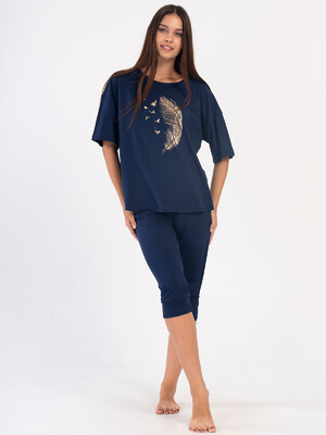 Купить Хлопковый женский костюм из футболки и капри VIENETTA 4051910000 в Украина в Lingerie.ua - Одяг для дому та відпочинку, Фото 5