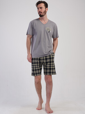 Купить Бавовняний комплект із шортами в клітинку VIENETTA MAN 4081813421 в Украина в Lingerie.ua - Одяг для дому та відпочинку, Фото 2