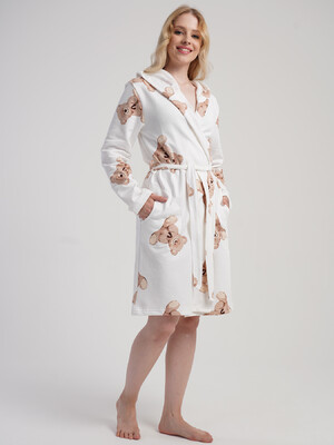Купить Байковый халат женский на запах с капюшоном VIENETTA 5021690566 в Украина
