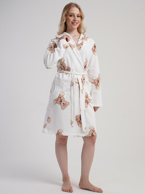 Купить Байковый халат женский на запах с капюшоном VIENETTA 5021690566 в Украина в Lingerie.ua - Одяг для дому та відпочинку, Фото 2