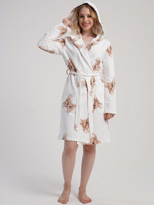 Купить Байковый халат женский на запах с капюшоном VIENETTA 5021690566 в Украина в Lingerie.ua - Одяг для дому та відпочинку, Фото 5