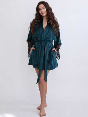 Купить Велюровий халат кімоно з мереживом LINGERIE 170754-1-М в Украина в Lingerie.ua - Одяг для дому та відпочинку, Фото 2