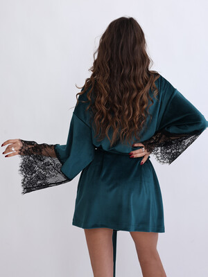 Купить Велюровий халат кімоно з мереживом LINGERIE 170754-1-М в Украина в Lingerie.ua - Одяг для дому та відпочинку, Фото 5