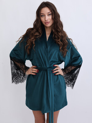 Купить Велюровий халат кімоно з мереживом LINGERIE 170754-1-М в Украина в Lingerie.ua - Одяг для дому та відпочинку, Фото 6