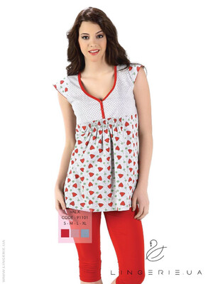 Бавовняний комплект жіночий з коротким рукавом VALENTINA SECRET 91101